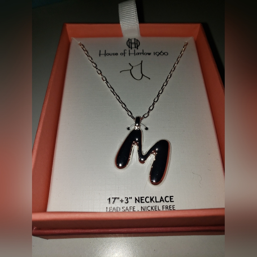 House of Harlow 1960 Silver Initial Necklace